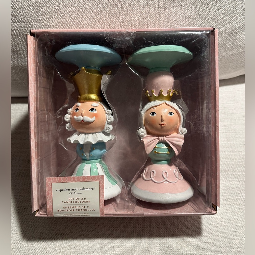 Cupcakes and Cashmere Christmas Pastel Candle Holders Set